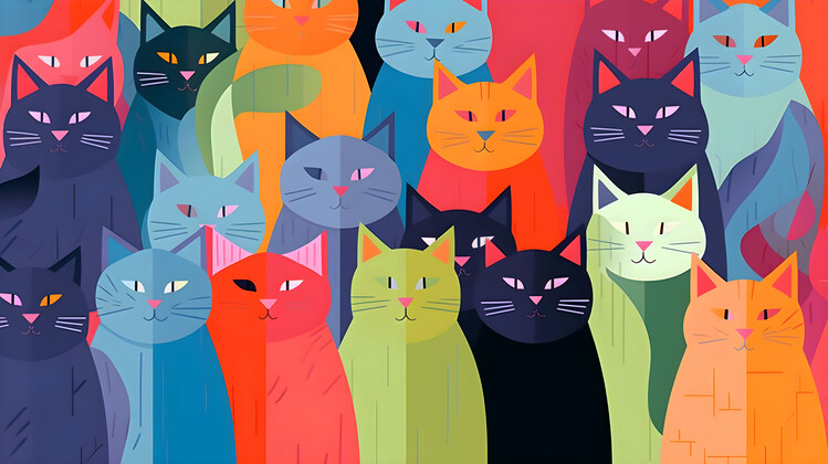 Illusztráció Colorful Cats