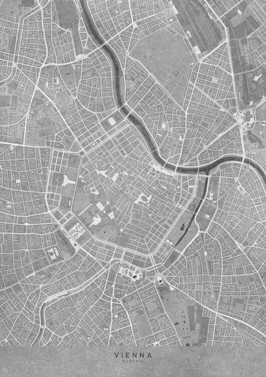 Map Map of Vienna (Austria) in sepia vintage style