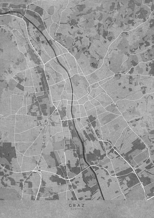 Map Map of Graz (Austria) in gray vintage style