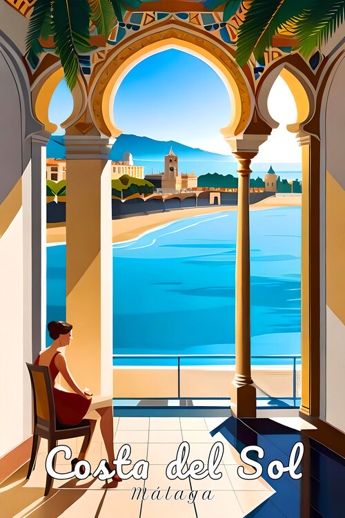 Illustrazione COSTA DEL SOL - Malaga | GoodLife Terrace | Retro Poster
