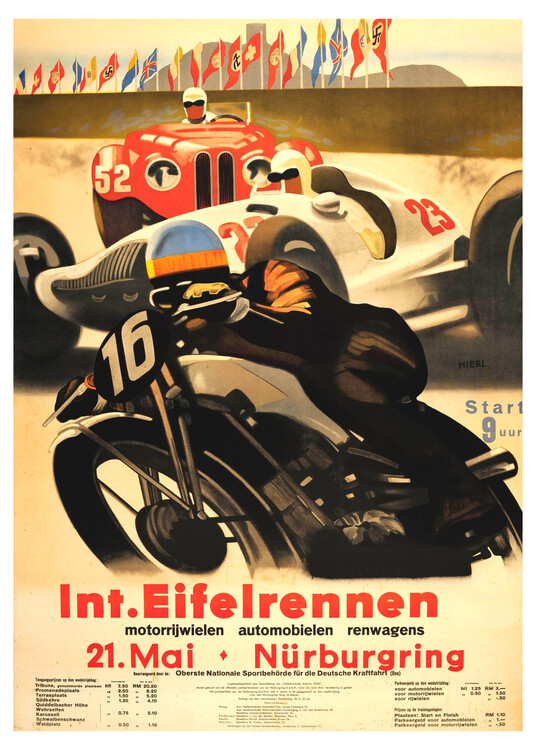 Ilustrácia Nurburgring Vintage Motor Racing Poster Int. Eifelrennen.