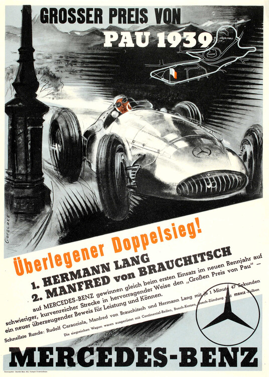 Ilustrace Mercedes Benz Grosser Preis von Pau 1939 Grand Prix Pau 1939