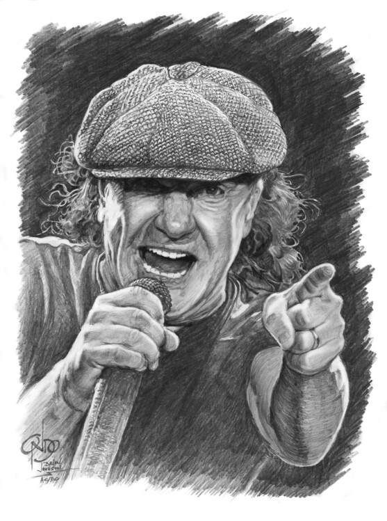 Art Poster hand drawn  AC/DC Johnson singer