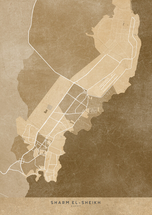 Map Map of Sharm El-Sheikh (Egypt) in sepia vintage style