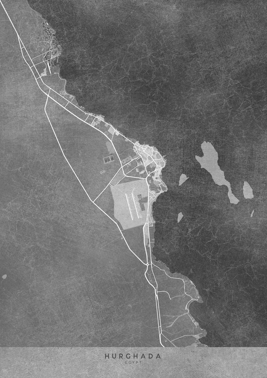 Map Map of Hurghada (Egypt) in gray vintage style
