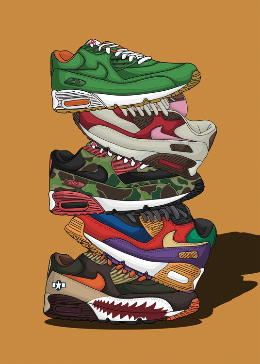 Illustration air max 90 sneakers stacking