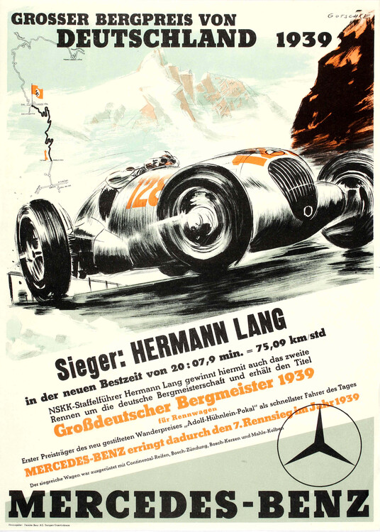 Illustration Mercedes Benz Grosser Preis von Deutschland 1939