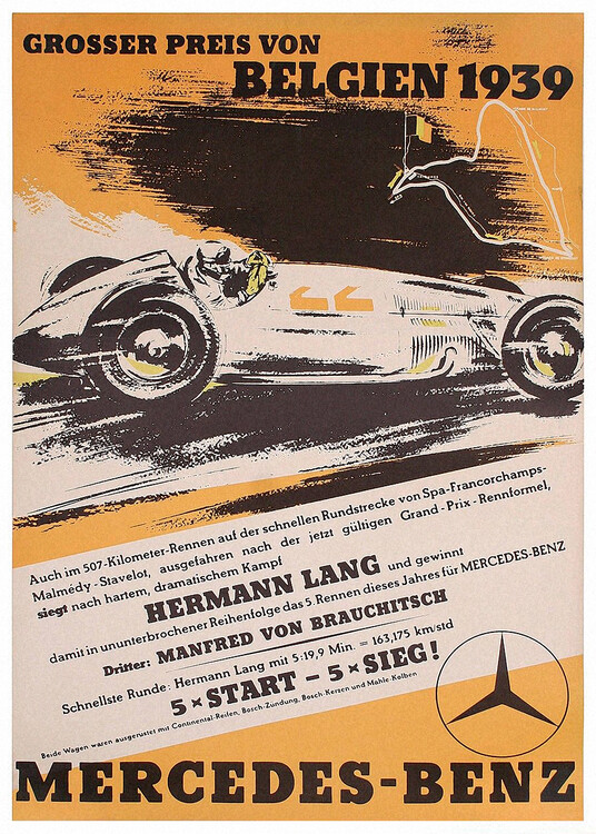 Ilustrace Mercedes Benz Grosser Pries von Belgien 1939 – Hans Liska