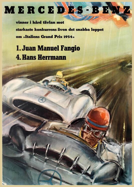Ilustração Mercedes Benz Italiens Grand Prix 1954 – 1954 Italian Grand