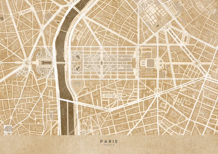 Mapa Map of Paris - Eiffel Tower - Champ de Mars - Trocadero