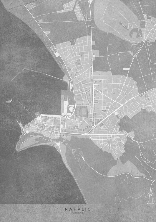 Kartta Map of Nafplio (Greece) in gray vintage style