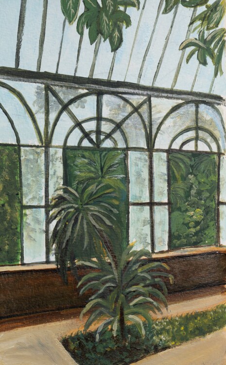 Illustration Painting of green garden. Botanical garden, Palermo.