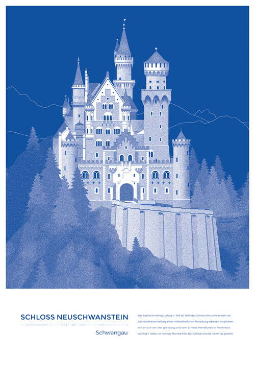Ilustracja Michael Kunter - Schloss Neuschwanstein Schwangau