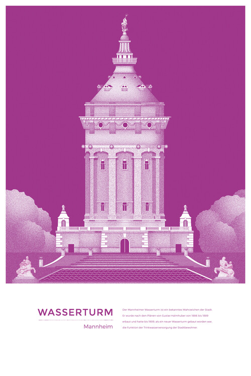 Ilustracja Michael Kunter - Wasserturm Mannheim