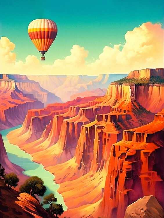 Illusztráció Grand Canyon - Vintage Travel Poster