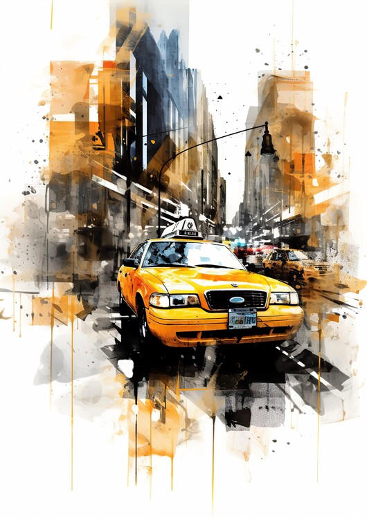 New York Yellow Cab Taxi On The Bridge - Illustration, Wallpaper Stock  Illustration | Adobe Stock