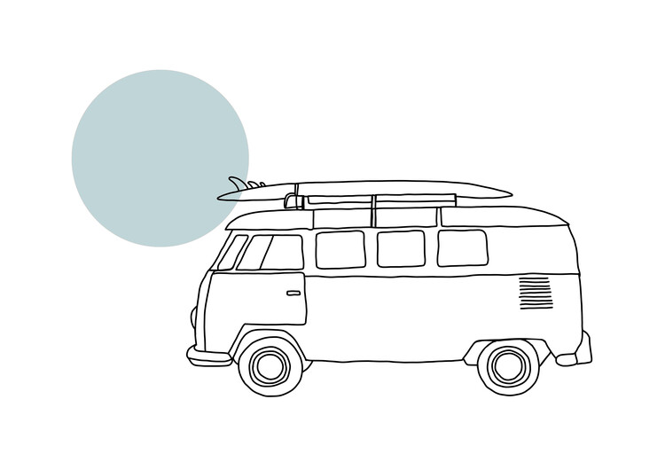 Wall Art Print, VAN LIFE: Camper Hippie Surfer Peace Retro Travel Style #3