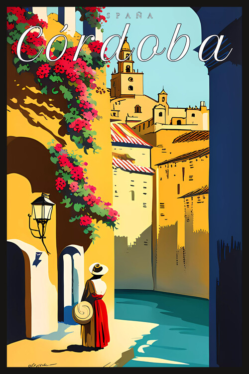 Ilustrace CORDOBA Spain: Flowers & Courtyards in Every Corner: Vintage
