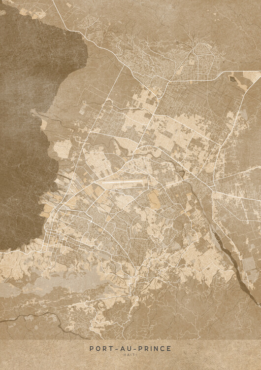 Kartta Map of Port au Prince (Jamaica) in sepia vintage style