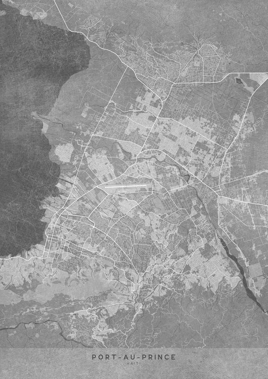 Kartta Map of Port au Prince (Jamaica) in gray vintage style