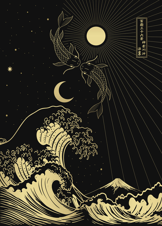 Ilustrácia Great Wave off Kanagawa - Golden Sea Edition