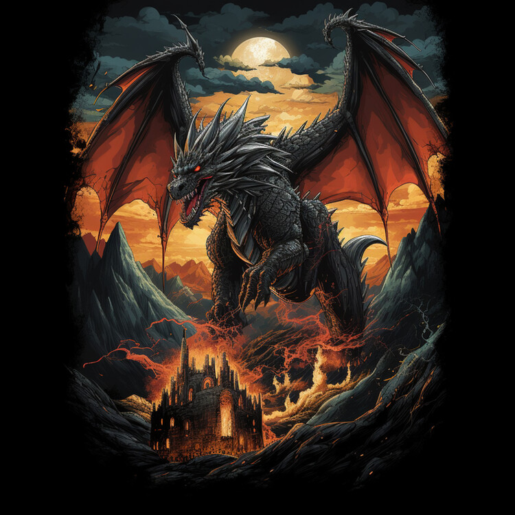 Poster, affiche Fire Dragon Drache, Cadeaux et merch