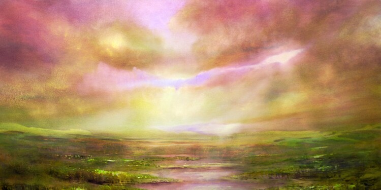Canvas Print Expectation - the sun and a green valley