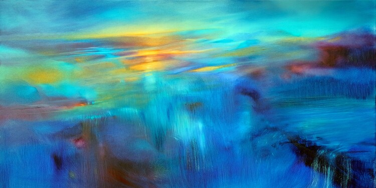 Illustration the sun and the wind - turquoise light