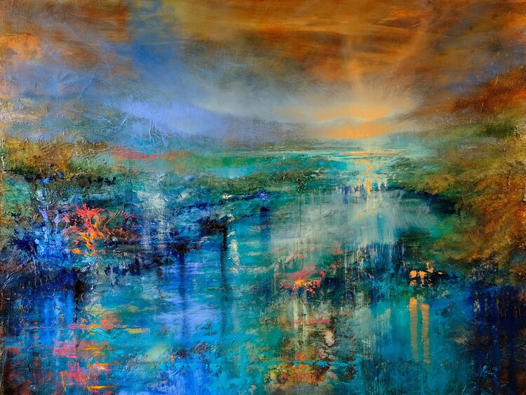 Canvas Print Here and now - landscape with green coast and blue water