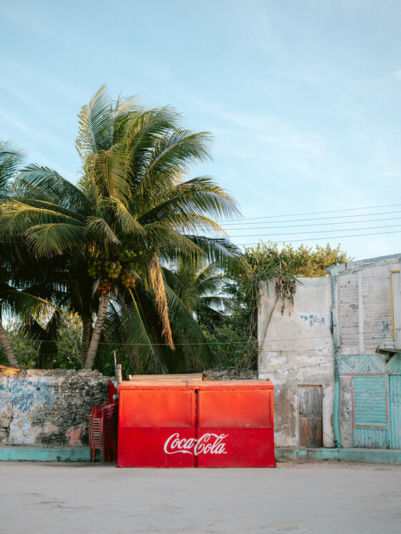 White VW Beetle Car in Cancun, Poster, Kunstdrucke, Fototapeten