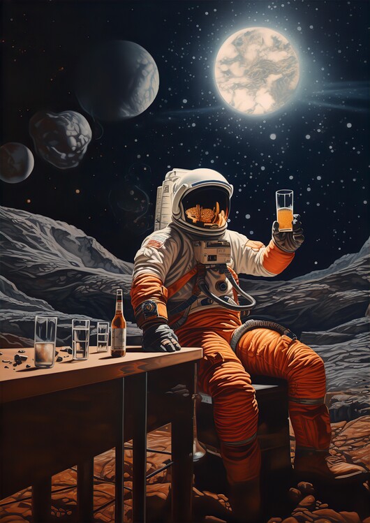 Ilustracija Astronaut on Moon Bar