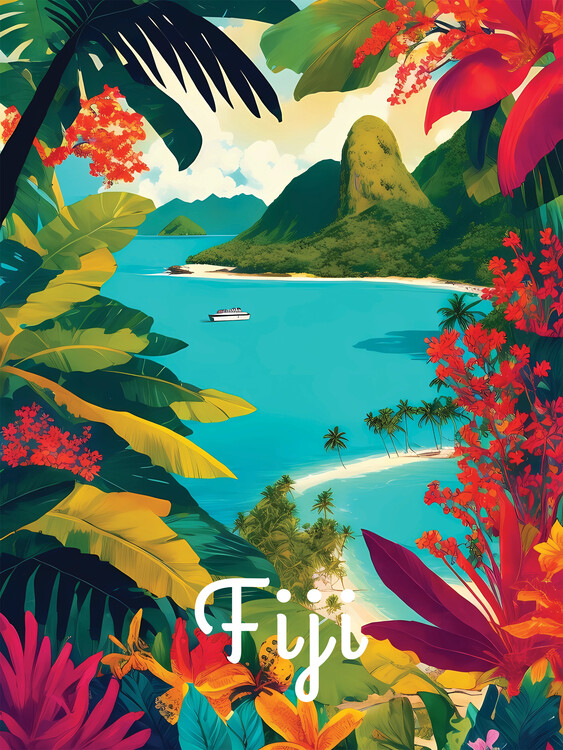 Ilustrácia Fiji Travel Poster