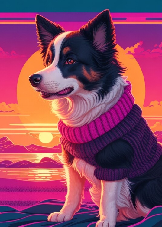 Ilustracija Border Collie Portrait