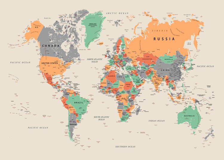 EQEEN Mappa del Mondo in Metallo Decorazione da Parete Mappa del