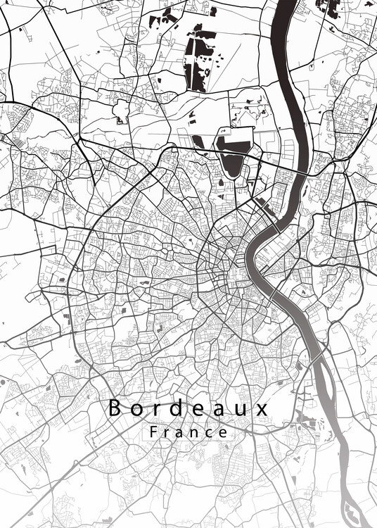 Mapa Bordeaux France City Map white