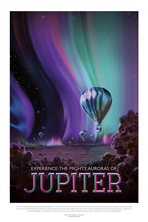 Ilustrace Jupiter (Retro Planet & Moon Poster) - Space Series (NASA), (26.7 x 40 cm)