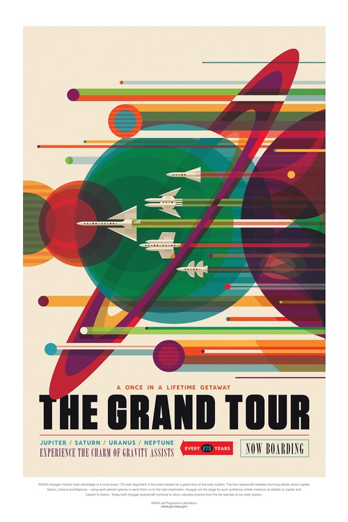 Illustration The Grand Tour (Retro Planet Poster) - Space Series (NASA)