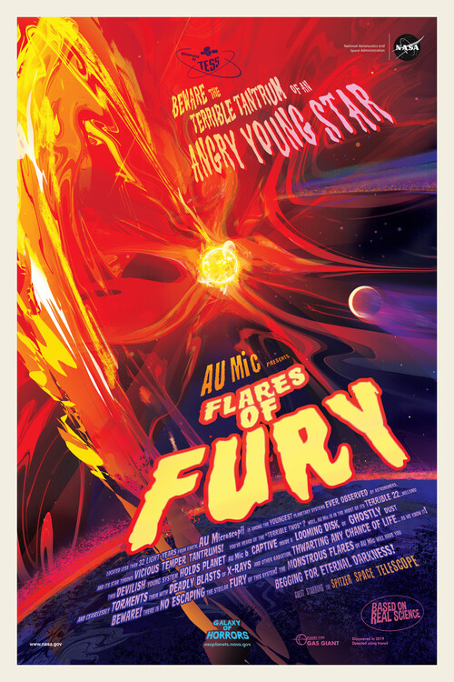 Art Poster Flares of Fury (Retro Movie) - Space Series (NASA)