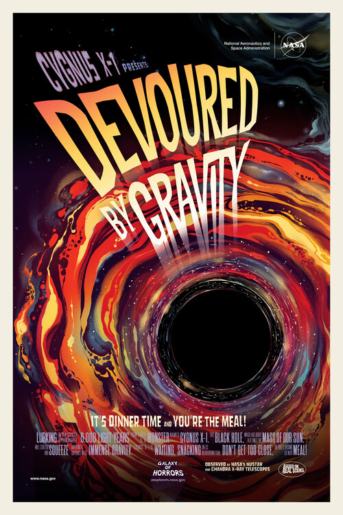 Art Poster Devoured by Gravity (Retro Movie) - Space Series (NASA)