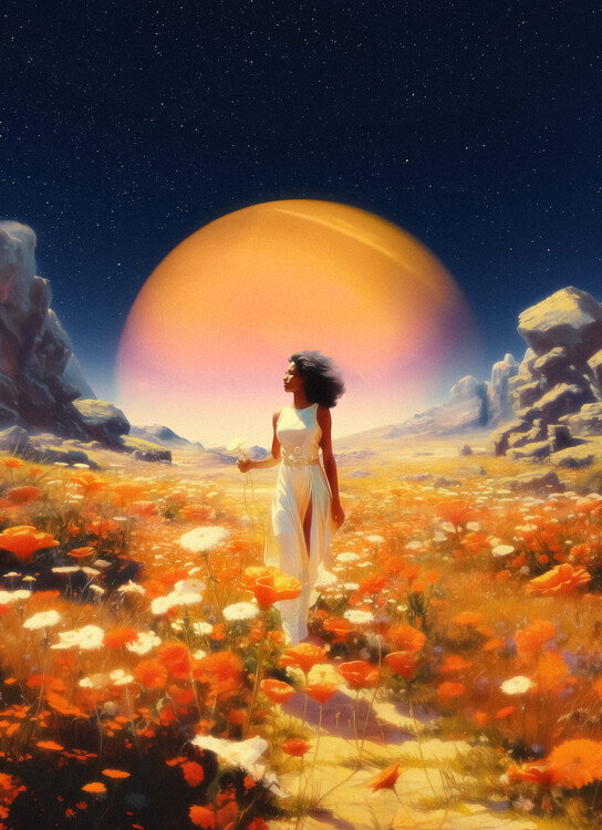 Illustration Cosmic Flower Field