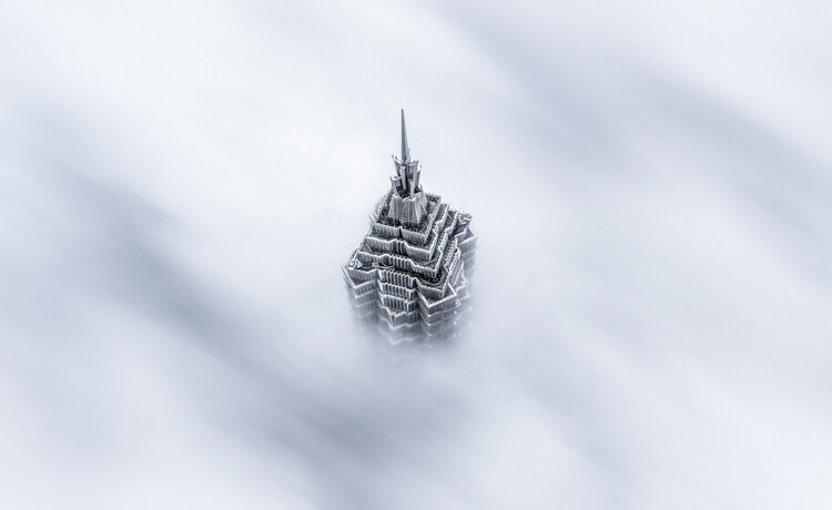 Fotografia artistica Shanghai Jinmao Tower in Clouds