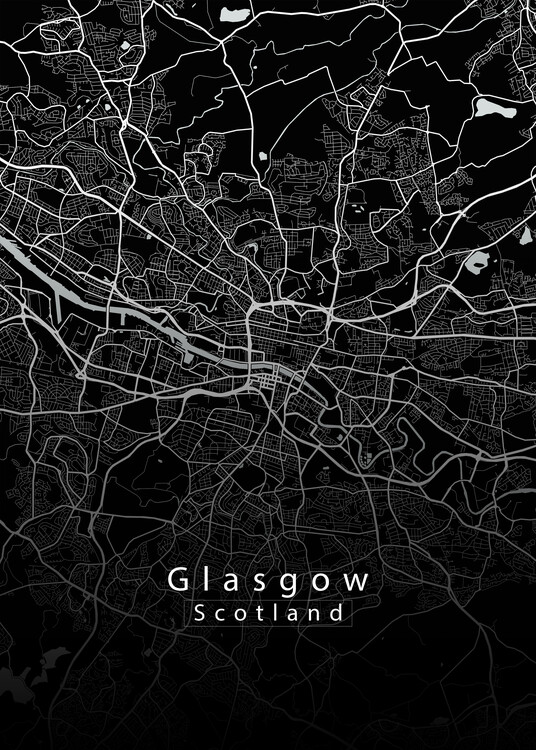 Illustration Glasgow Scotland City Map black