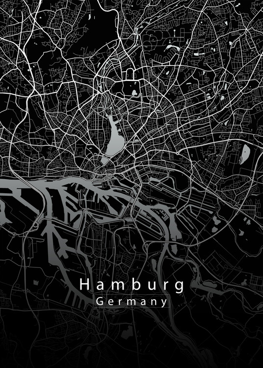 Illustration Hamburg Germany City Map black