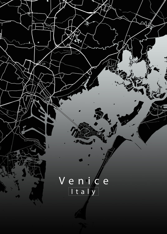 Illustration Venice Italy City Map black