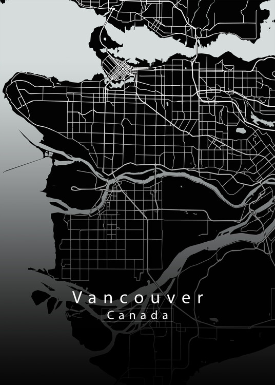 Illustration Vancouver Canada City Map black