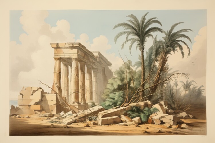 Illustration Ruins of an Egyptian Temple