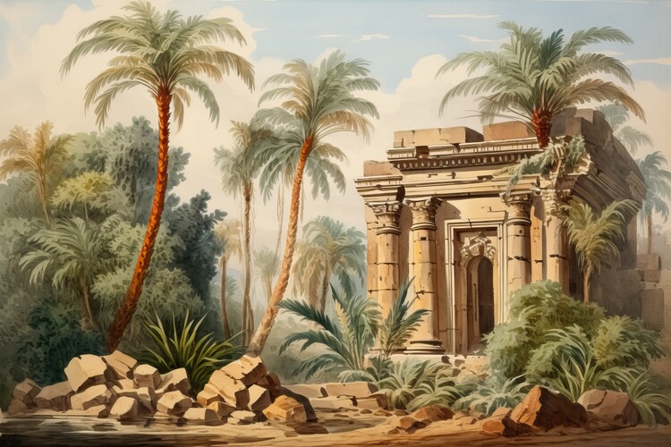 Illustration Ruins of an Egyptian Temple