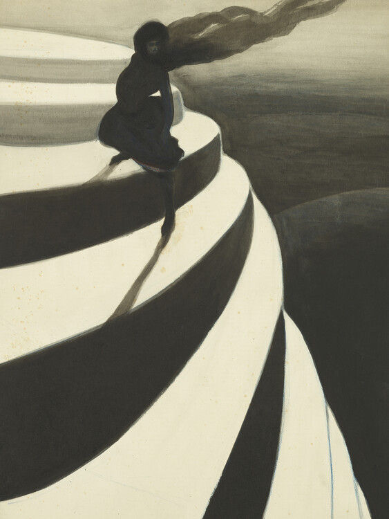 Ilustrace Vertigo (Monochrome / Black & White Woman) - Léon Spilliaert, 30 × 40 cm