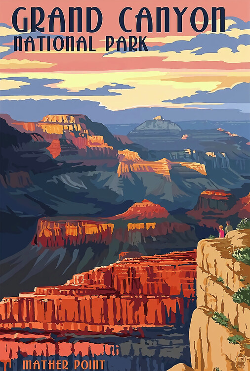 Illustration Grand Canyon National Park On Travel Poster