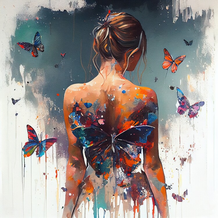 Ilustrace Powerful Butterfly Woman Body #4